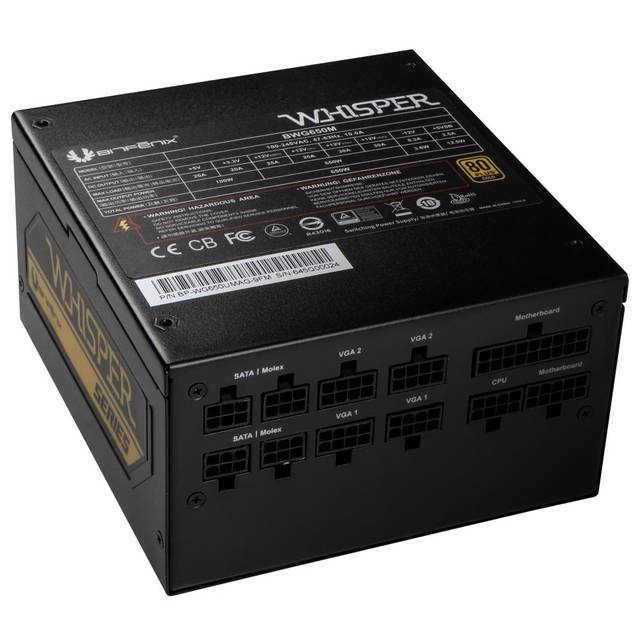 BitFenix Whisper M BP-WG650UMAG-7FM 650W 80 PLUS Gold ATX 12V V2.4 Power Supply