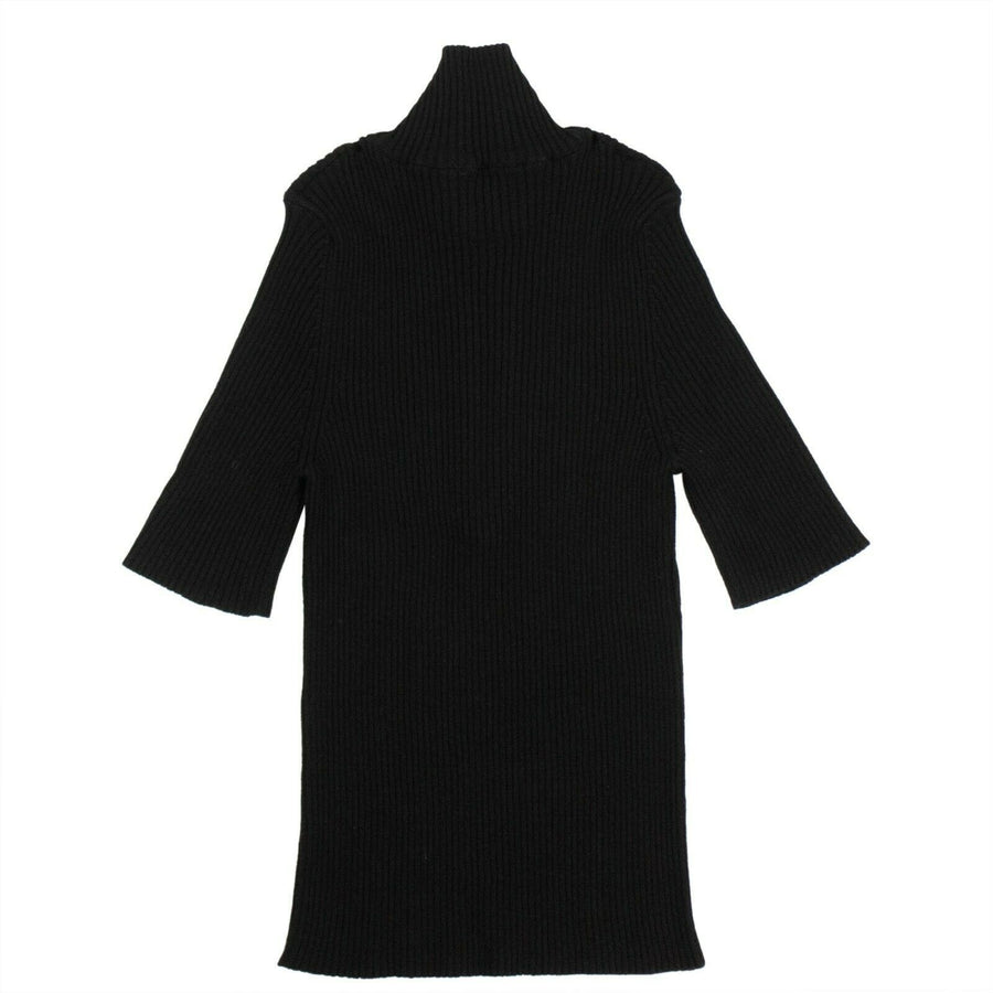 Ribbed Knit 3/4 Sleeve Sweater - Black