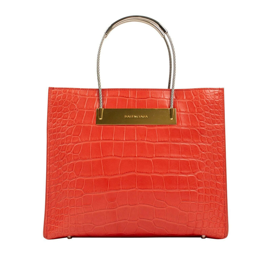 Small Crocodile Cable Shopper Tote - Coral