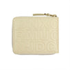 Leather Letter Embossed Small Wallet - Ivory