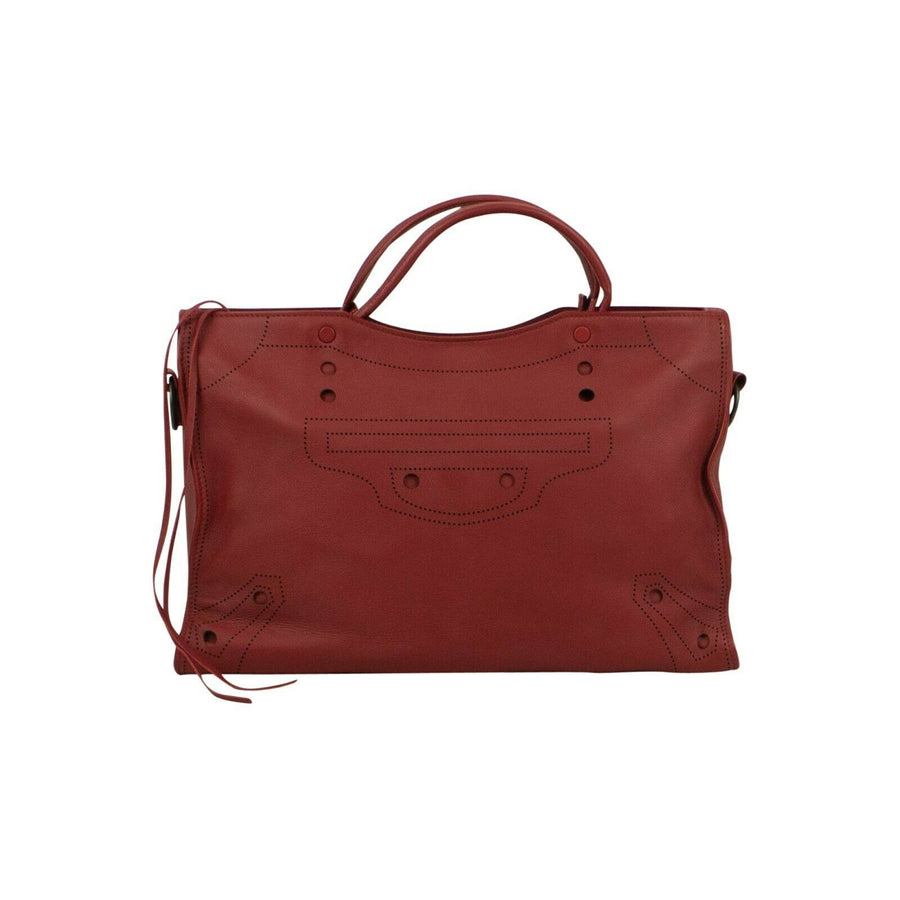 Leather Blackout City Shoulder Bag - Red