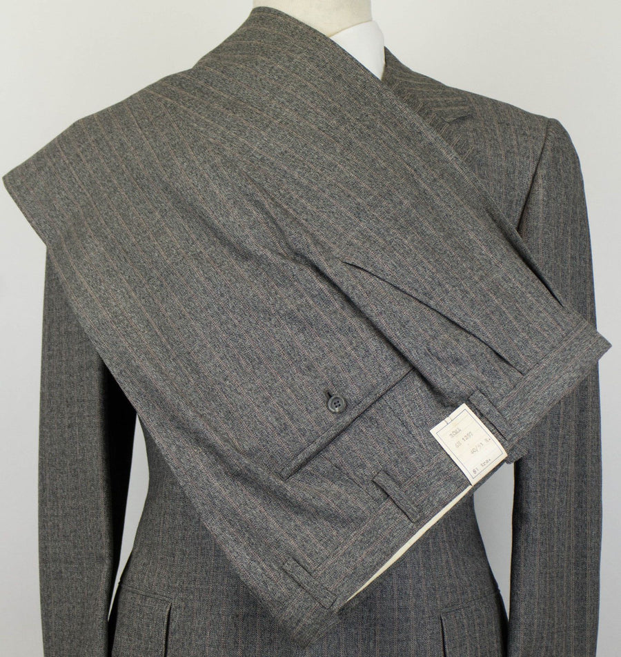 Striped Wool 3 Roll 2 Button Suit - Gray