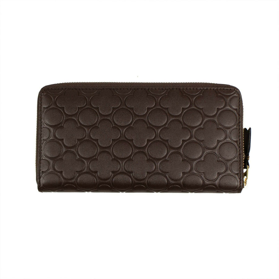 Leather Clover Embossed Wallet - Brown