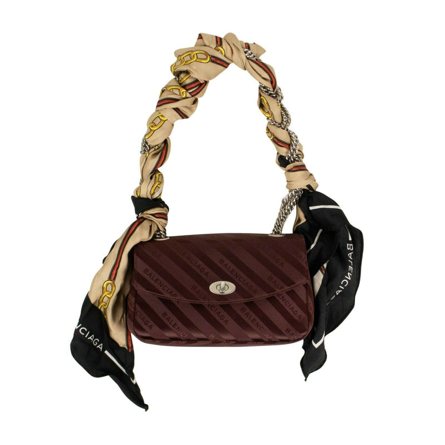 Satin Lock Round S Shoulder Bag - Burgundy