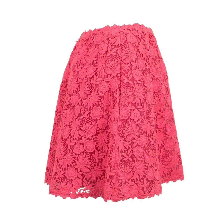 Floral Embroidered Skirt - Neon Pink