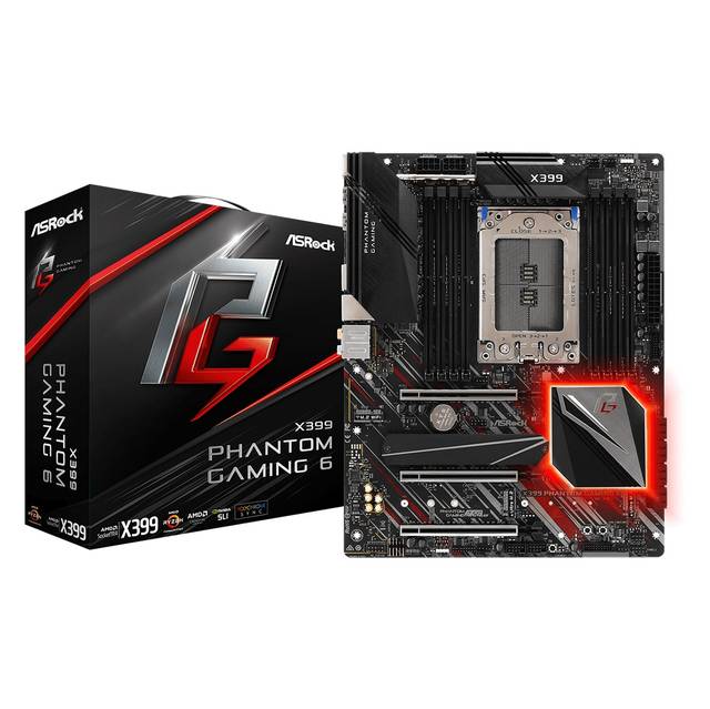 ASRock X399 PHANTOM GAMING 6 Socket TR4/ AMD X399/ DDR4/ Quad CrossFireX & Quad SLI/ SATA3&USB3.1/ M.2/ A&2GbE/ ATX Motherboard