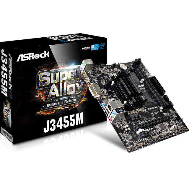 ASRock J3455M Intel J3455 2.3GHz/ DDR3&DDR3L/ SATA3&USB3.0/ A&V&GbE/ MicroATX Motherboard & CPU Combo