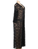 Black Delicate Embroidery Long Cardigan Beach Gown