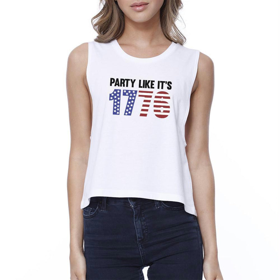 Party Like It's 1776 Womens White Cute Independence Day Crop Top