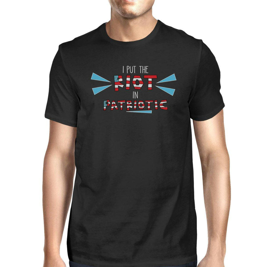 I Put The Riot In Patriotic Mens Black Graphic Tee For 4th Of July