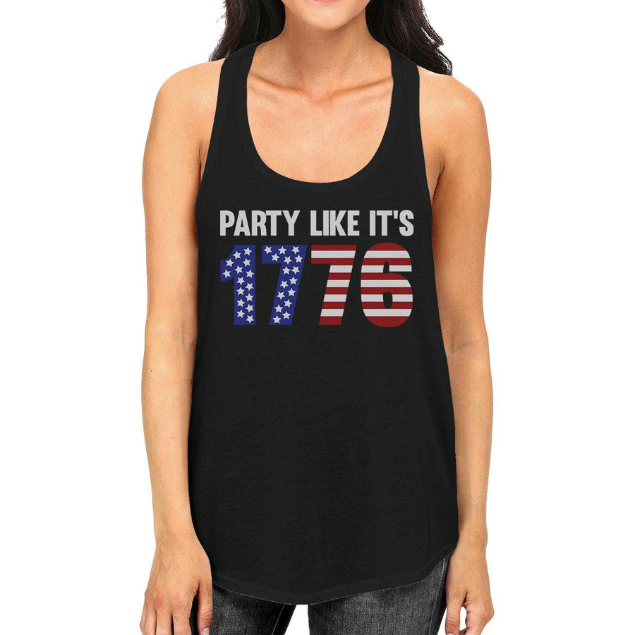 Party Like It's 1776 Funny Independence Day Black Tanks For Women