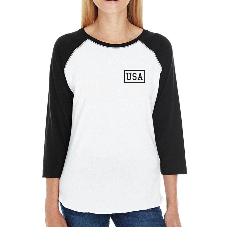 Mini USA Simple Graphic Raglan Tee For Women 4th Of July Gift Idea