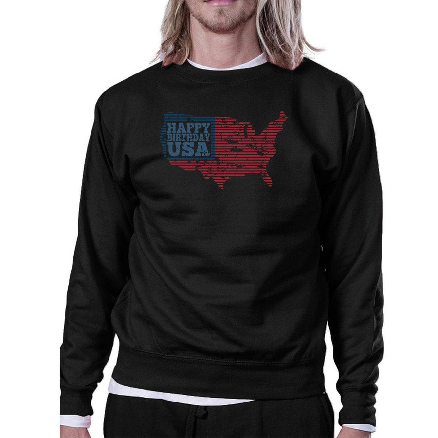 Happy Birthday USA Unisex Black Sweatshirt Crewneck Pullover Fleece