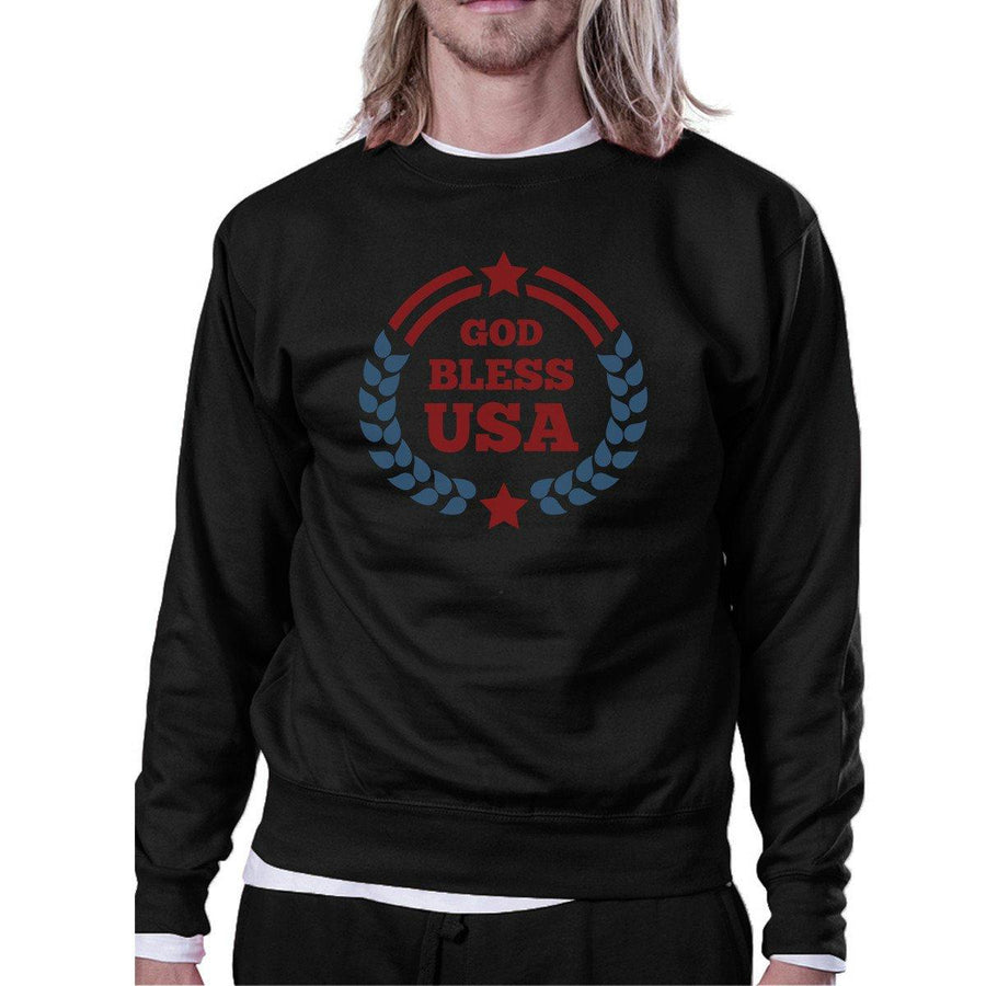 God Bless USA Unisex Graphic Sweatshirt Black Round Neck Pullover