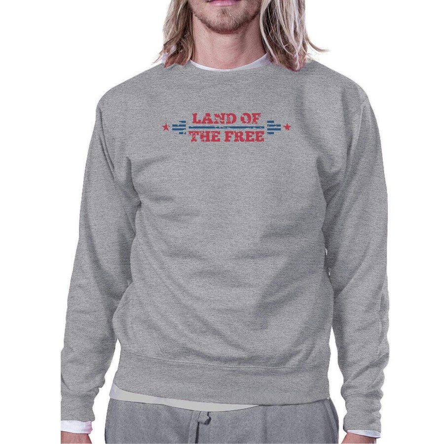 Land Of The Free Unisex Graphic Sweatshirt Gray Crewneck Pullover