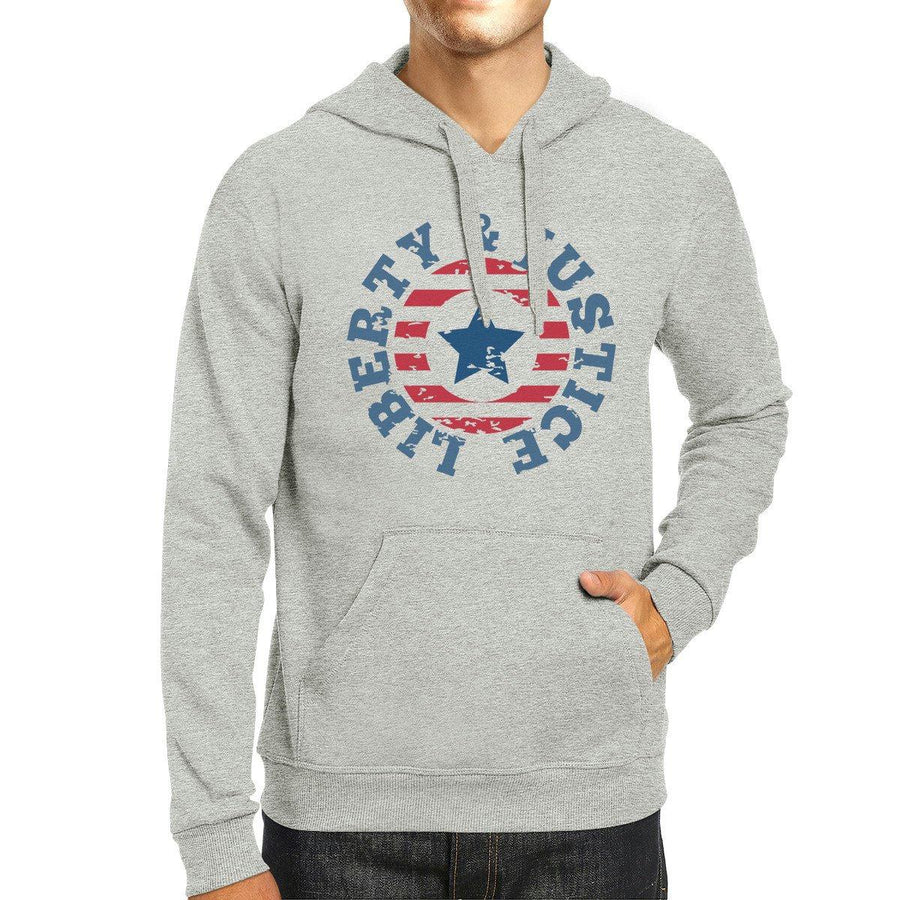 Liberty & Justice Unisex Graphic Hoodie Gift Grey Crewneck Pullover