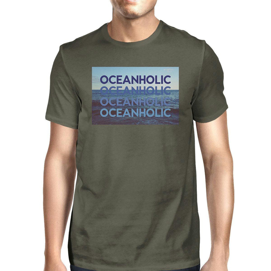 Oceanholic Photography Mens Dark Grey T-Shirt Cotton Round Neck