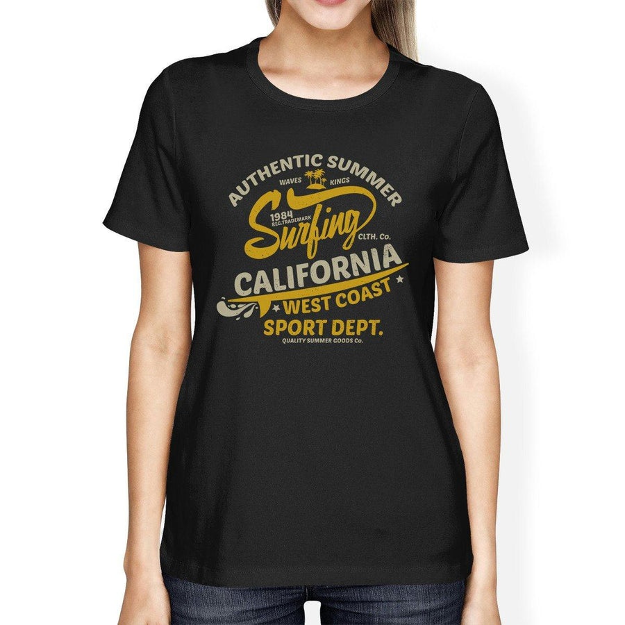 Authentic Summer Surfing California Womens Black Shirt