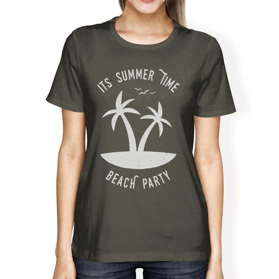 It's Summer Time Beach Party Womens Dark Grey Shirt