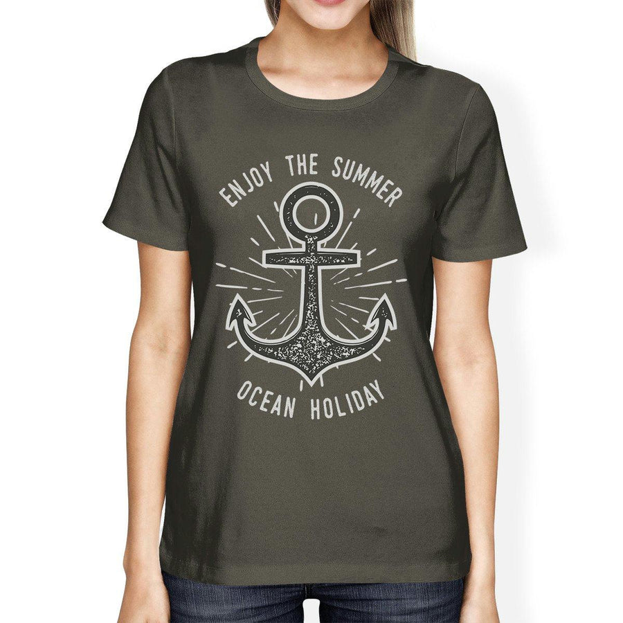 Enjoy The Summer Ocean Holiday Womens Dark Grey Shirt