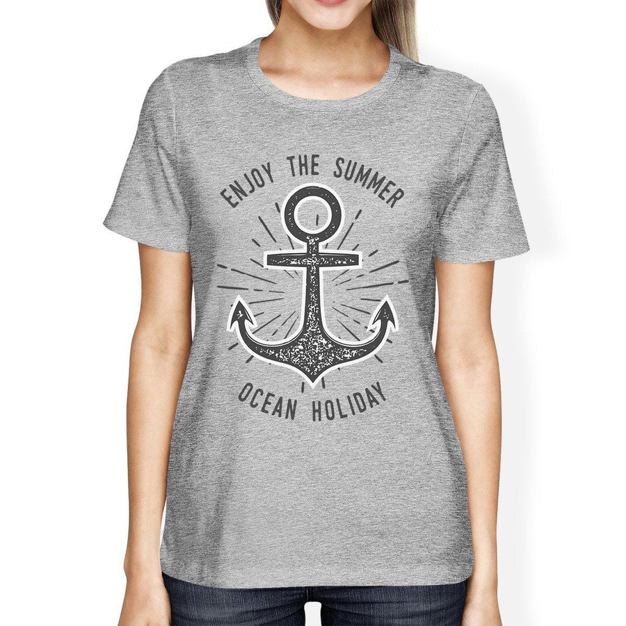 Enjoy The Summer Ocean Holiday Womens Grey Shirt