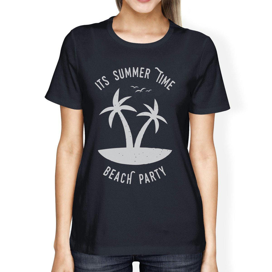 It's Summer Time Beach Party Womens Navy Shirt