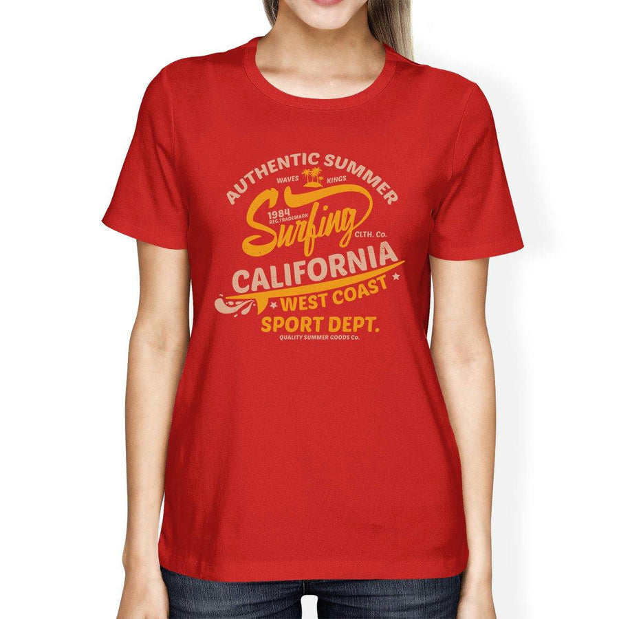 Authentic Summer Surfing California Womens Red Shirt