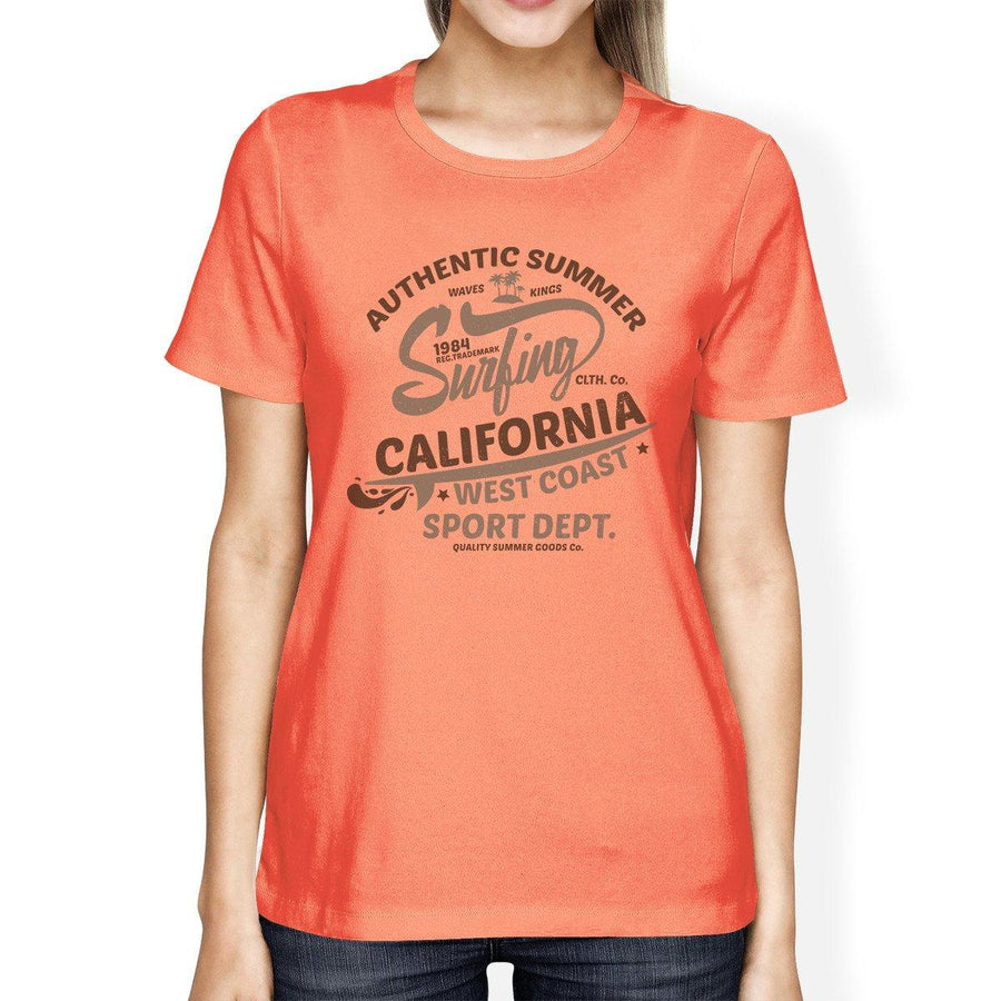 Authentic Summer Surfing California Womens Peach Shirt