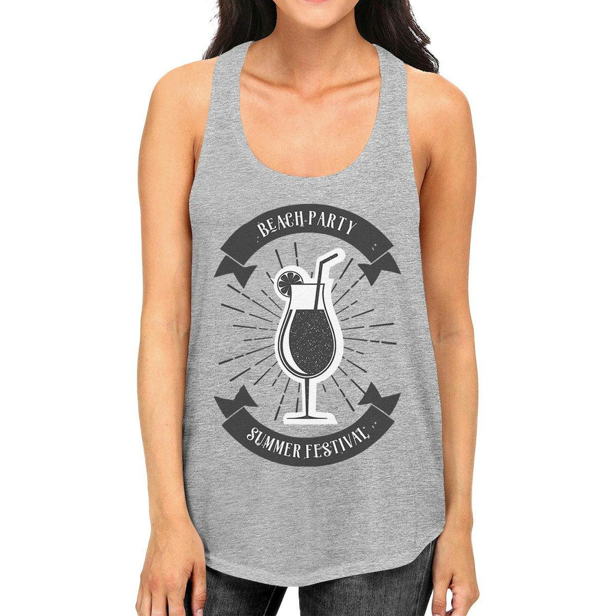 Beach Party Summer Festival Womens Grey Tank Top