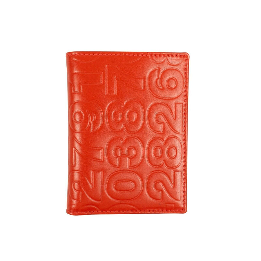 Leather Embossed ID Cardholder Wallet - Red Orange