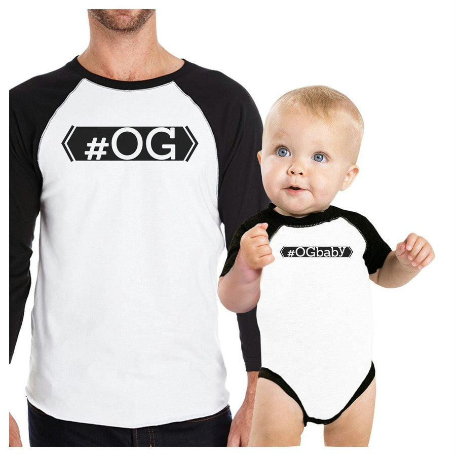 Hashtag Og Ogbaby Dad and Baby Matching Black And White Baseball Shirts