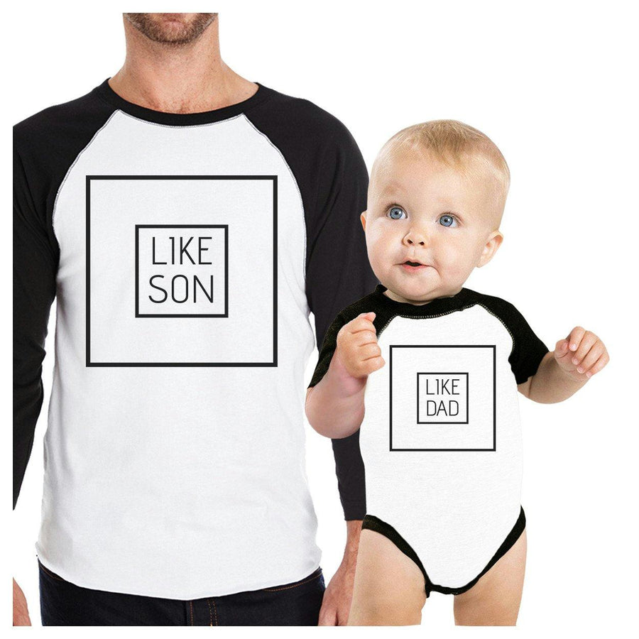 Like Son Like Dad Dad and Baby Matching Black And White Baseball Shirts