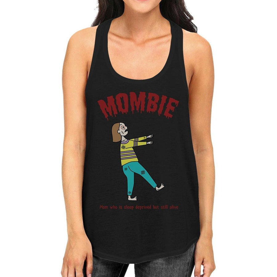 Mombie Sleep Deprived Still Alive Womens Black Tank Top