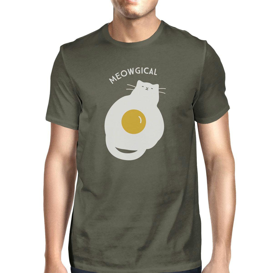 Meowgical Cat And Fried Egg Mens Dark Grey Shirt