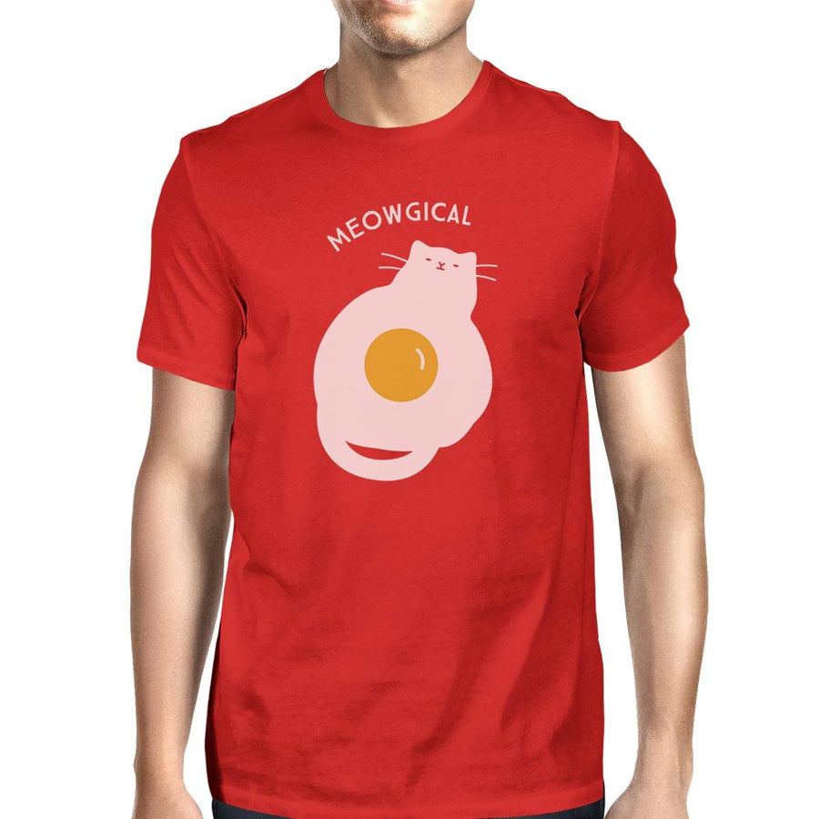 Meowgical Cat And Fried Egg Mens Red Shirt