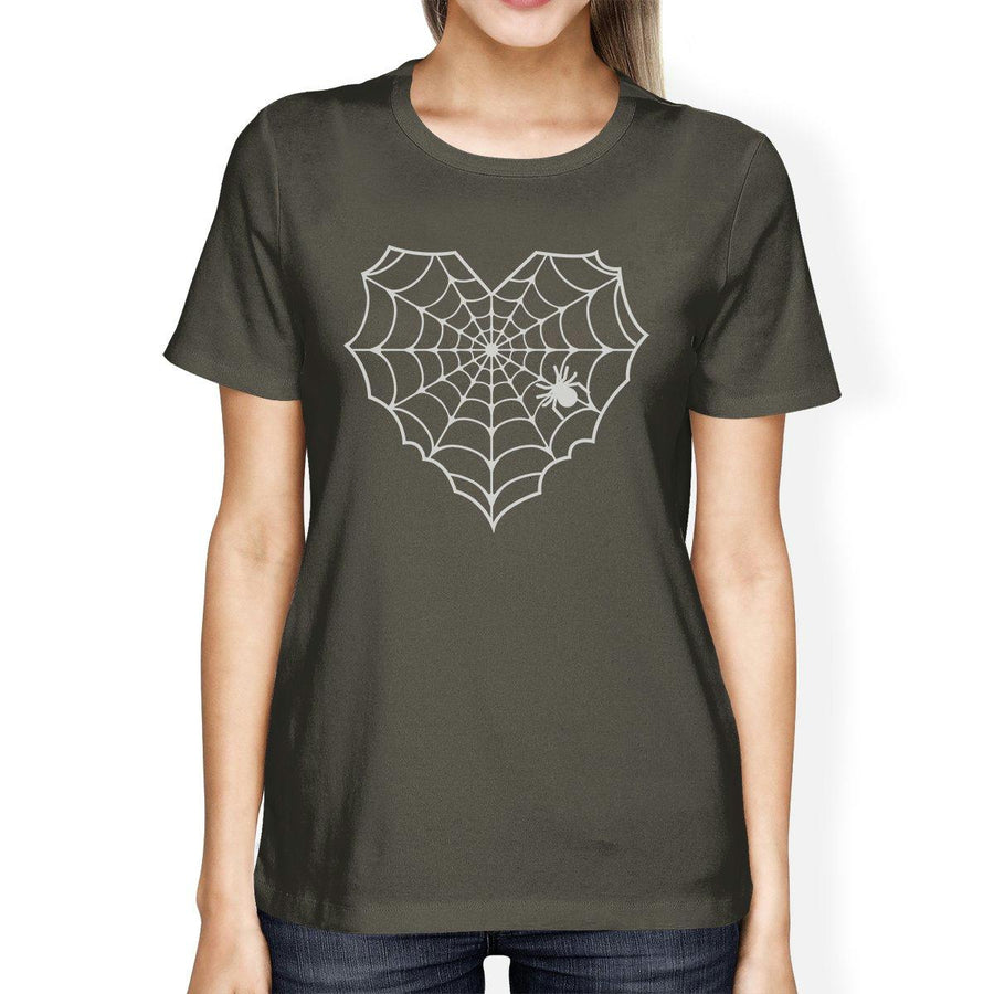 Heart Spider Web Womens Dark Grey Shirt