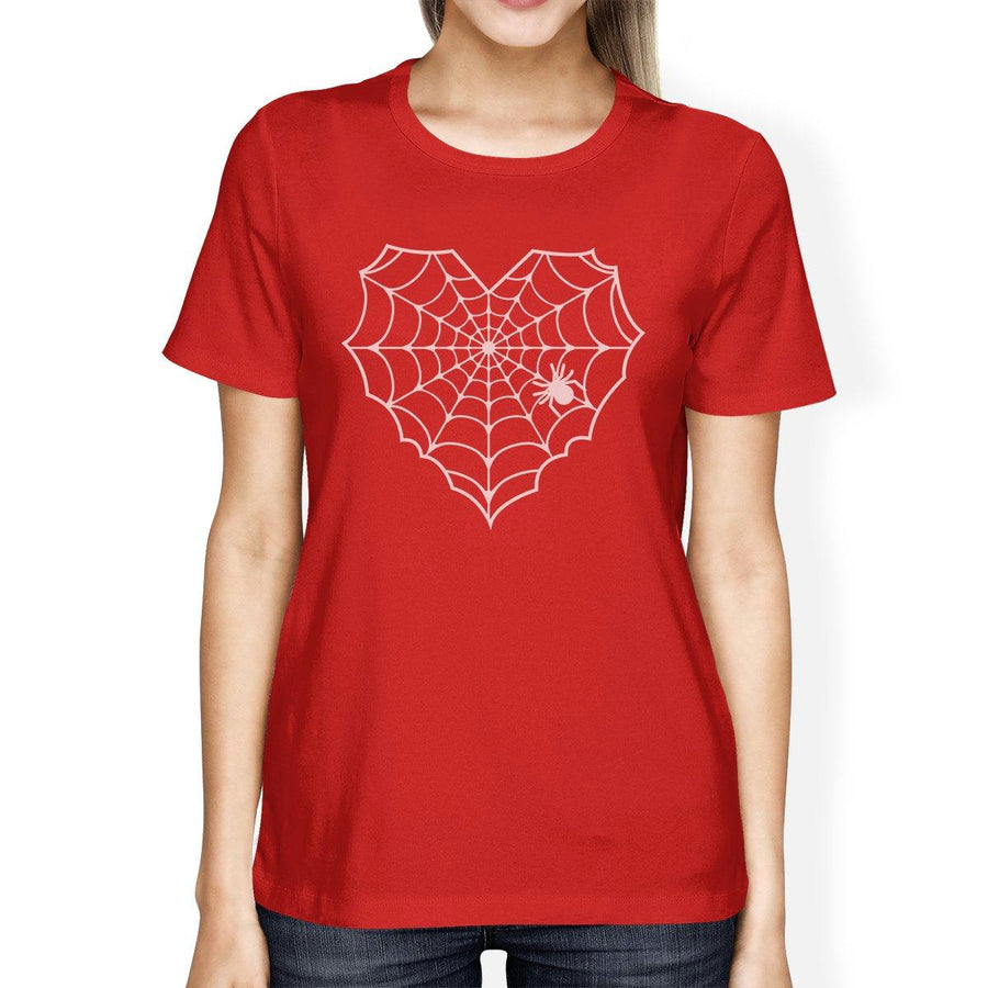 Heart Spider Web Womens Red Shirt