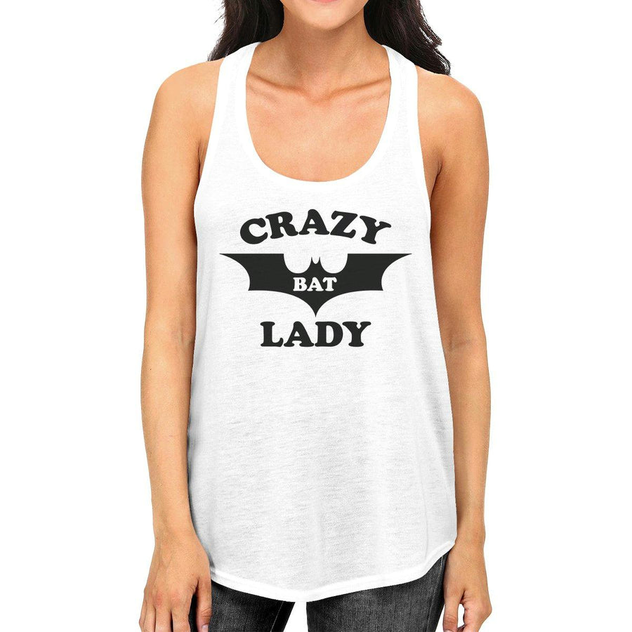 Crazy Bat Lady Womens White Tank Top