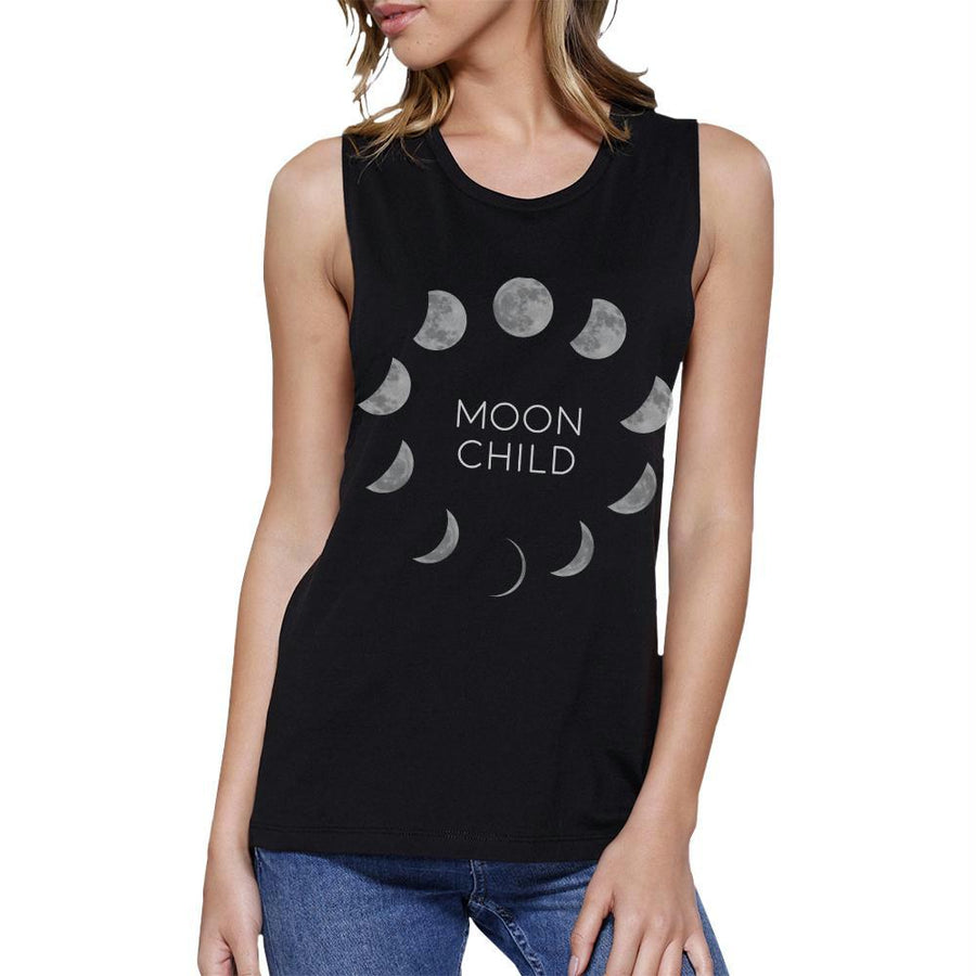 Moon Child Womens Black Muscle Top