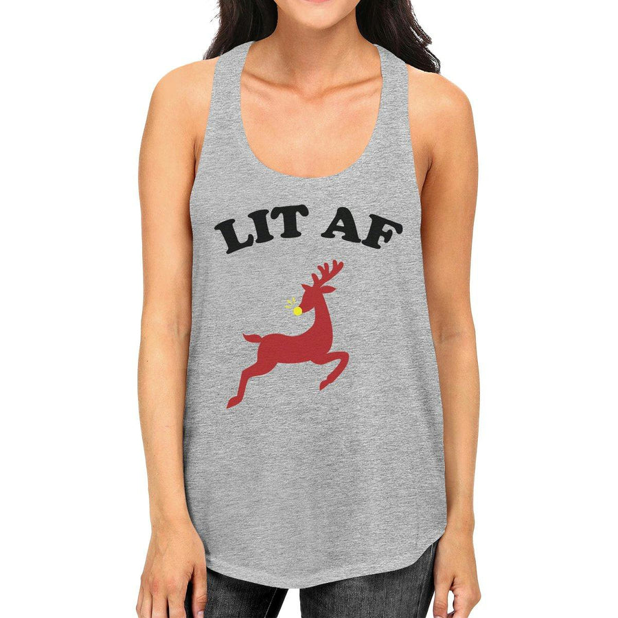 Lit Af Womens Grey Tank Top