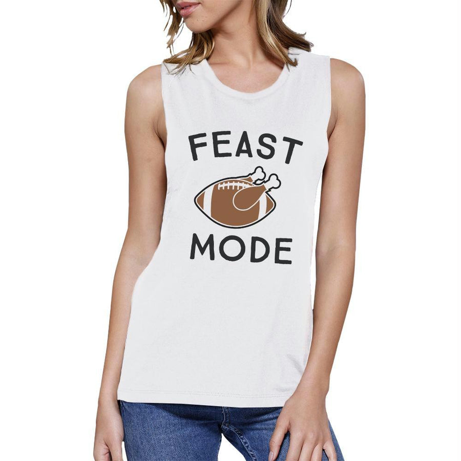 Feast Mode Womens White Muscle Top