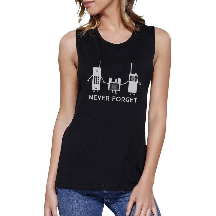 Never Forget Womens Black Muscle Top