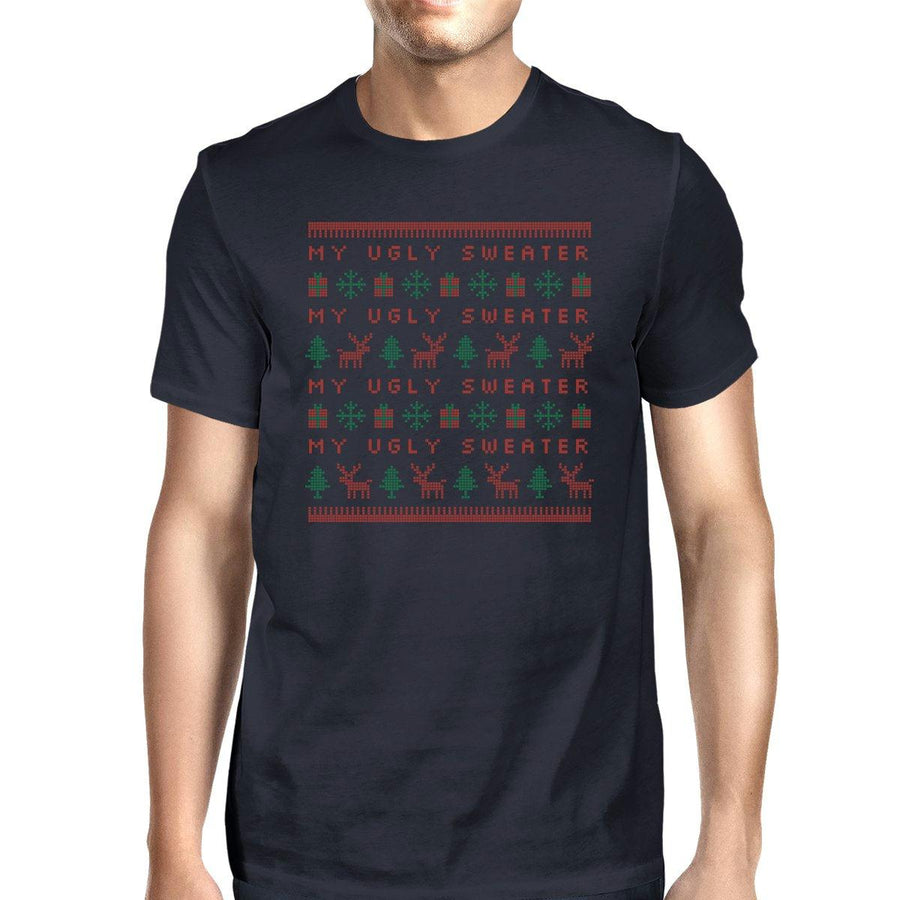 My Ugly Sweater Pattern Mens Navy Shirt