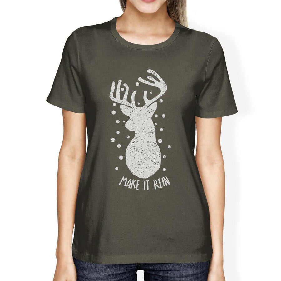 Make It Rein Vintage Reindeer Womens Dark Grey Shirt