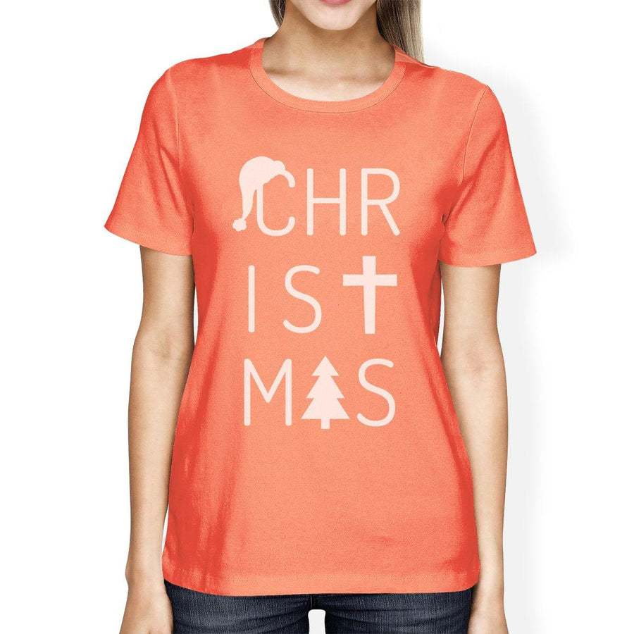 Christmas Letters Womens Peach Shirt