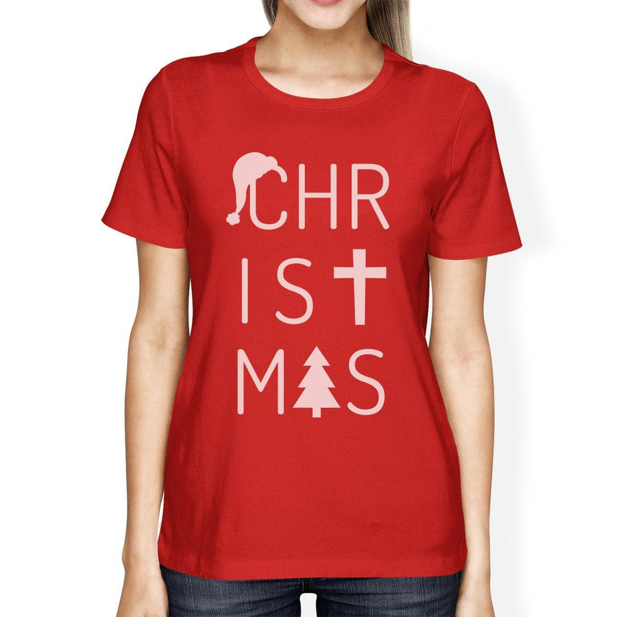 Christmas Letters Womens Red Shirt