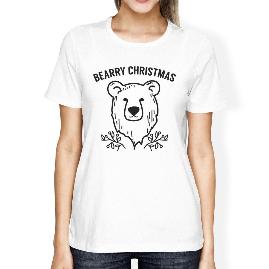 Bearry Christmas Bear Womens White Shirt