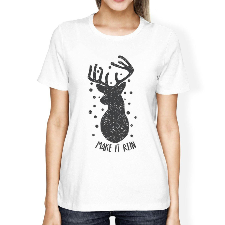 Make It Rein Vintage Reindeer Womens White Shirt