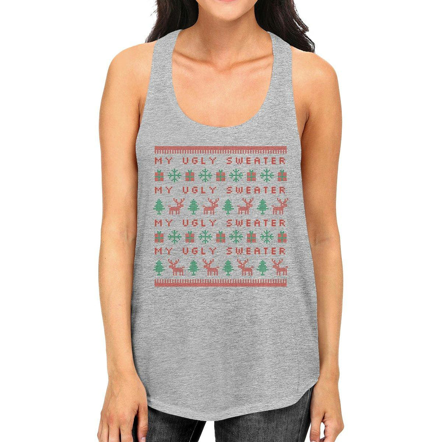 My Ugly Sweater Pattern Womens Grey Tank Top