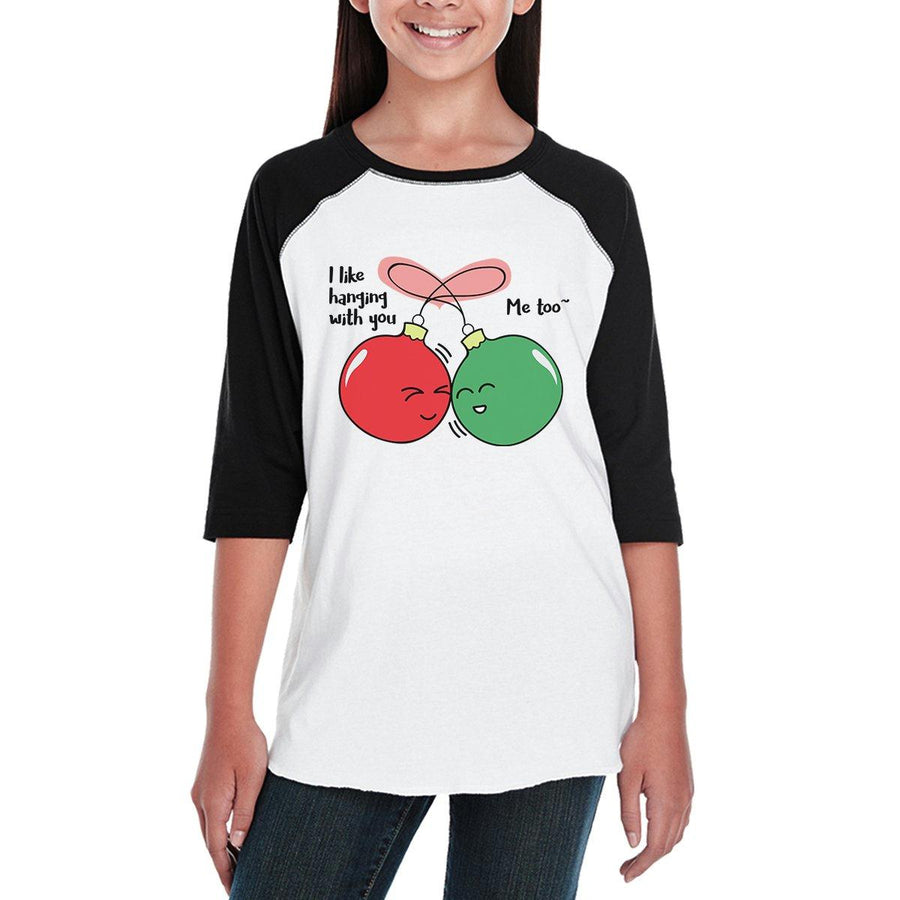 I Like Hanging With You Ornaments Kids Black And White Baseball Shirt